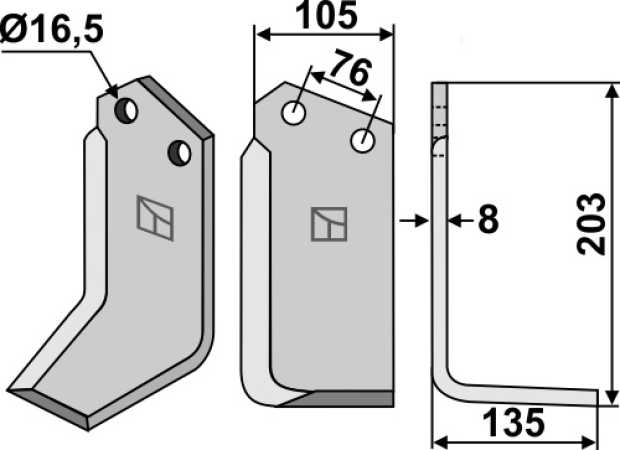 Fräsmesser 203x105mm, rechts